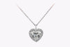 GIA Certified 5.01 Carats Heart Shape Diamond Halo Pendant Necklace in Platinum