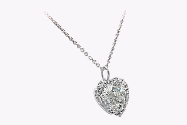 GIA Certified 5.01 Carats Heart Shape Diamond Halo Pendant Necklace in Platinum