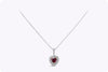 GIA Certified 1.52 Carats Heart Cut Ruby Halo Pendant Necklace with Diamonds