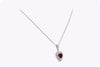 GIA Certified 1.52 Carats Heart Cut Ruby Halo Pendant Necklace with Diamonds