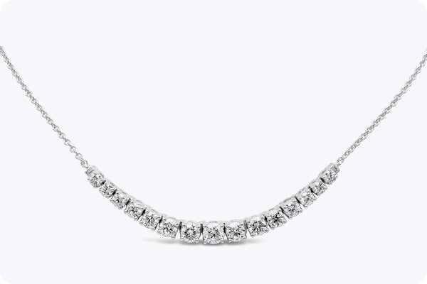 2.70 Carats Total Graduating Round Brilliant Cut Diamond Necklace in White Gold