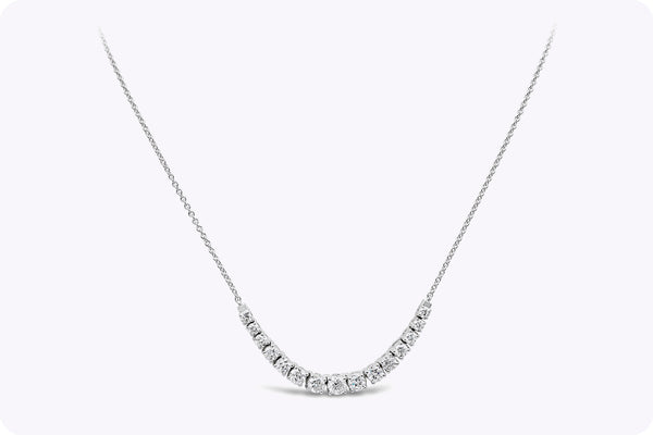 2.70 Carats Total Graduating Round Brilliant Cut Diamond Necklace in White Gold