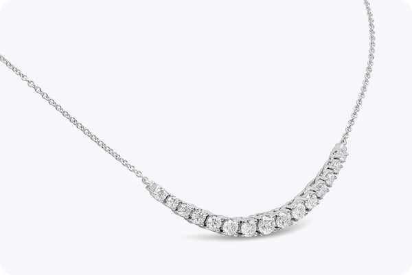 2.70 Carats Total Graduating Round Brilliant Cut Diamond Necklace in White Gold