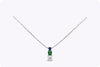 1.46 Carats Total Emerald Cut Emerald, Sapphire and Diamond Pendant Necklace in White Gold