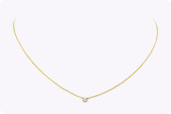 0.10 Carat Round Diamond Solitaire Pendant Necklace in White Gold