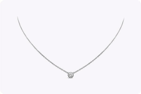 0.25 Carat Round Cut Diamond Solitaire Pendant Necklace in White Gold