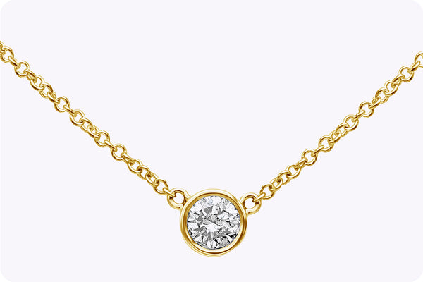 0.26 Carat Round Diamond Solitaire Pendant Necklace in Yellow Gold