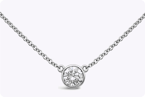 0.42 Carat Round Cut Diamond Solitaire Pendant Necklace in White Gold