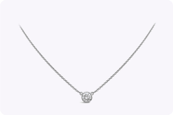 0.42 Carat Round Cut Diamond Solitaire Pendant Necklace in White Gold