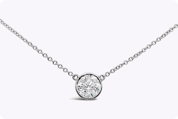 0.74 Carat Round Brilliant Cut Diamond Solitaire Pendant Necklace in White Gold