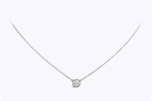 0.74 Carat Round Brilliant Cut Diamond Solitaire Pendant Necklace in White Gold