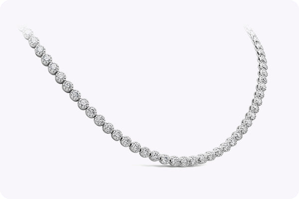 13.27 Carats Total Round Brilliant Cut Diamond Tennis Necklace in White Gold