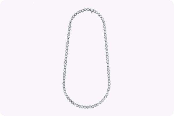 13.27 Carats Total Round Brilliant Cut Diamond Tennis Necklace in White Gold