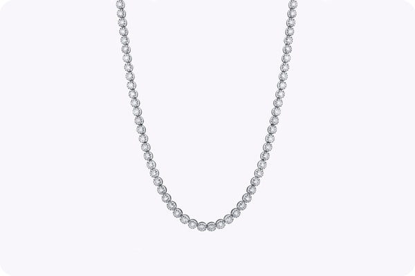 13.27 Carats Total Round Brilliant Cut Diamond Tennis Necklace in White Gold