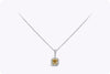 1.04 Carats Radiant Cut Yellow Diamond Halo Pendant Necklace in Two-Tone Gold