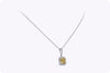 1.04 Carats Radiant Cut Yellow Diamond Halo Pendant Necklace in Two-Tone Gold