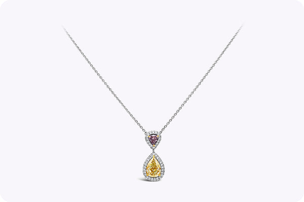 GIA Certified 1.94 Carats Total Pear Shape Diamond Pendant Necklace in Platinum