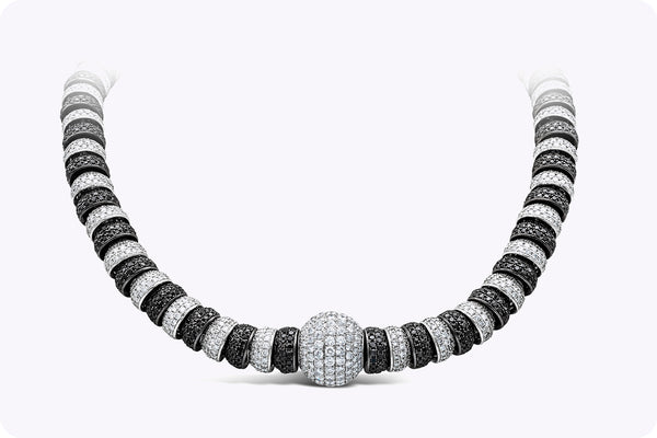 DeGrisogono 43.44 Carats Total Black & White Diamond Collar Necklace in White Gold