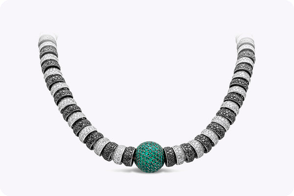 DeGrisogono 43.44 Carats Total Black & White Diamond Collar Necklace in White Gold