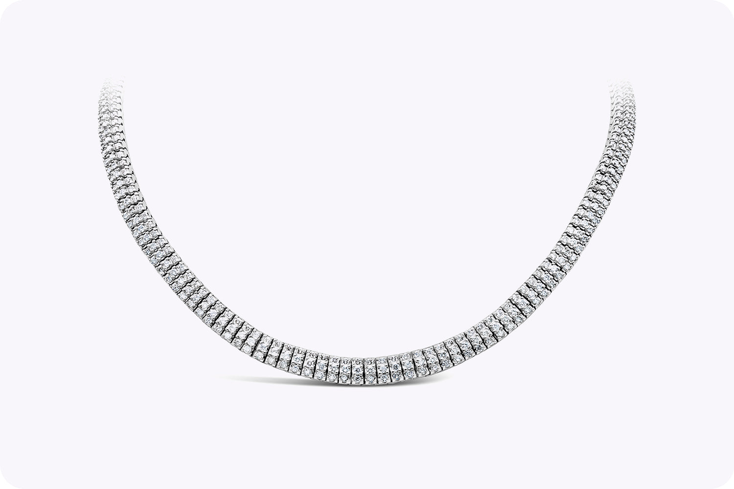 10.02 Carats Round Brilliant Cut Diamond Collar Necklace in White Gold