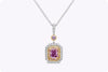 GIA Certified 1.01 Carat Radiant Cut Fancy Color Pink Diamond Pendant Necklace in Platinum