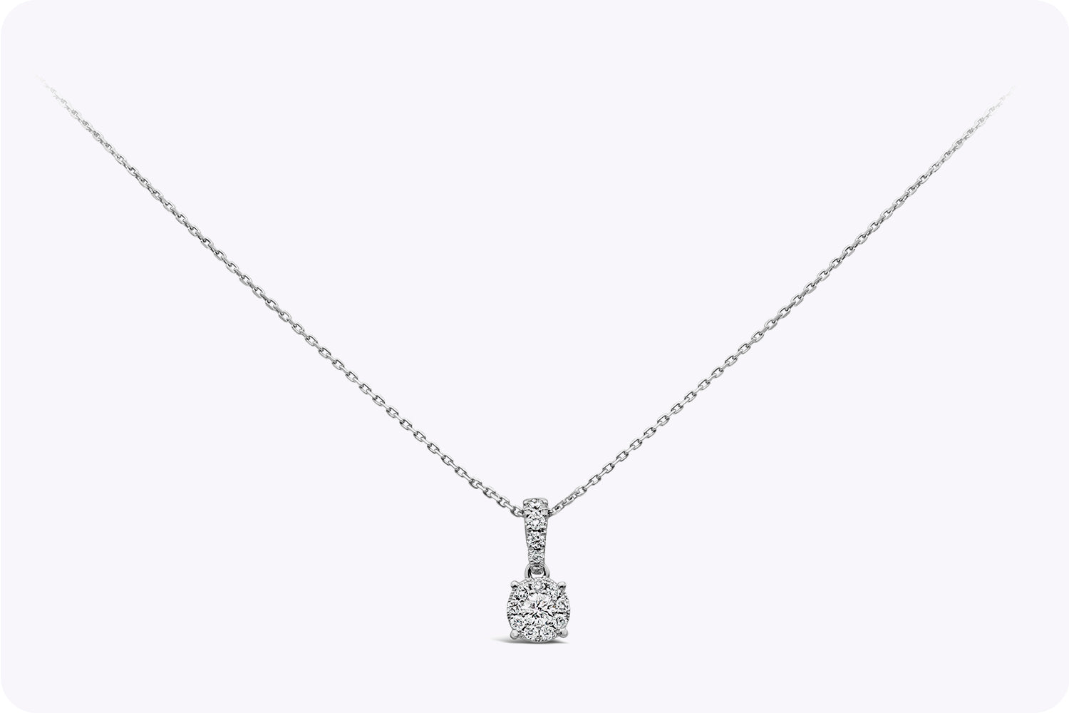 0.23 Carat Total Round Brilliant Diamond Illusion Pendant Necklace in White Gold