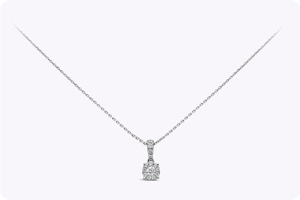 0.23 Carat Total Round Brilliant Diamond Illusion Pendant Necklace in White Gold