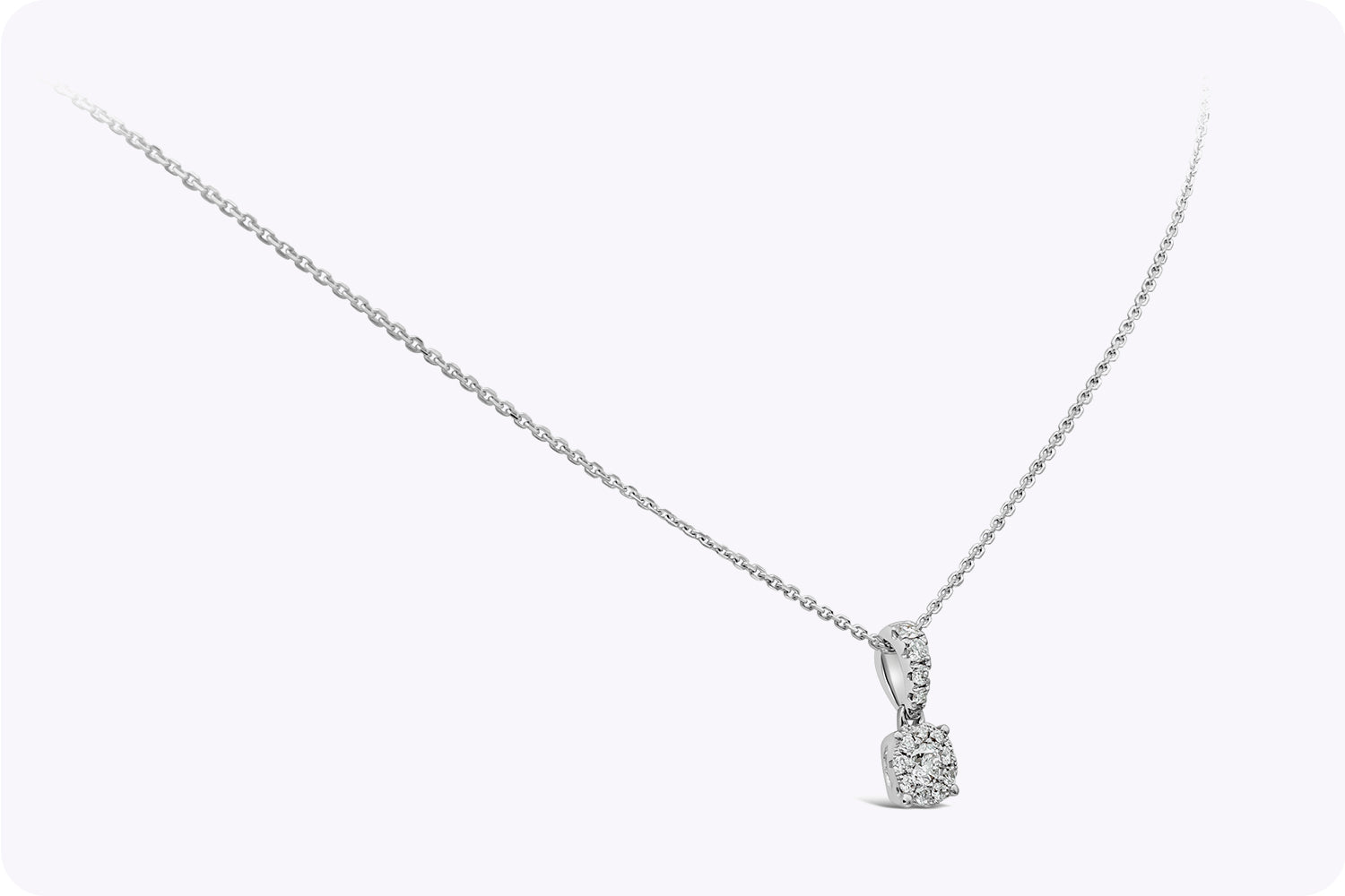 0.23 Carat Total Round Brilliant Diamond Illusion Pendant Necklace in White Gold