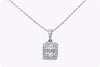 0.45 Carat Total Emerald Cut Illusion Pendant Necklace in White Gold