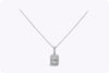 0.45 Carat Total Emerald Cut Illusion Pendant Necklace in White Gold