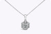 1 Carat Total Brilliant Round Diamond Cluster Flower Pendant Necklace