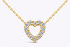 0.34 Carats Total Brilliant Round Diamond Open-Work Heart Pendant Necklace in Yellow Gold