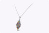 5.76 Carats Total Multi Color Sapphire and Diamond Geometric Pendant Necklace in White Gold