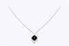 3.60 Carats Cushion Onyx & Briolette Diamond Pendant Drop Necklace in White Gold