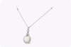 10.70 Carat White Moonstone with Round Diamonds Pendant Necklace in White Gold