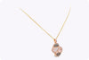 5.02 Carats Total Pear Shape Grey Moonstone & Rose Quartz Pendant Necklace in Two-Tone Gold