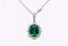 5 Carat Cushion Cut Blue Green Tourmaline with Diamond Pendant Necklace in White Gold & Platinum
