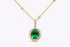 4.92 Carats Oval Cut Green Tourmaline & Diamond Pendant Necklace in Yellow Gold