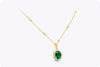4.92 Carats Oval Cut Green Tourmaline with Diamond Pendant Necklace in Yellow Gold