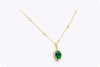 4.92 Carats Oval Cut Green Tourmaline & Diamond Pendant Necklace in Yellow Gold