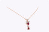 1.40 Carat Total Red Ruby and Diamond Pendant Necklace in Rose Gold
