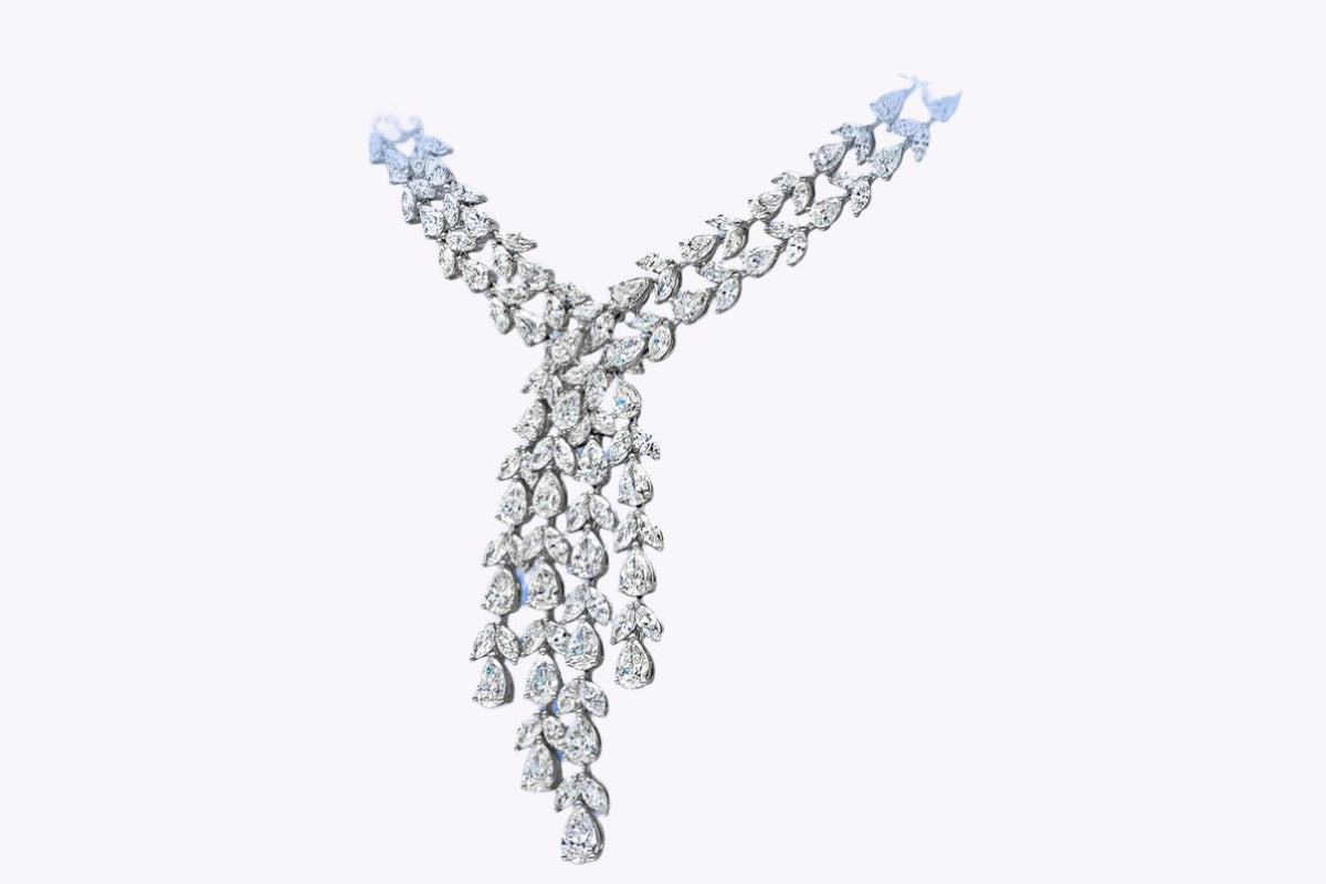 41.21 Carat Mixed Cut Cluster Diamond Necklace | Roman Malakov