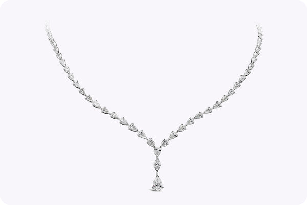8.94 Carats Total Pear Shape Diamond Necklace in White Gold