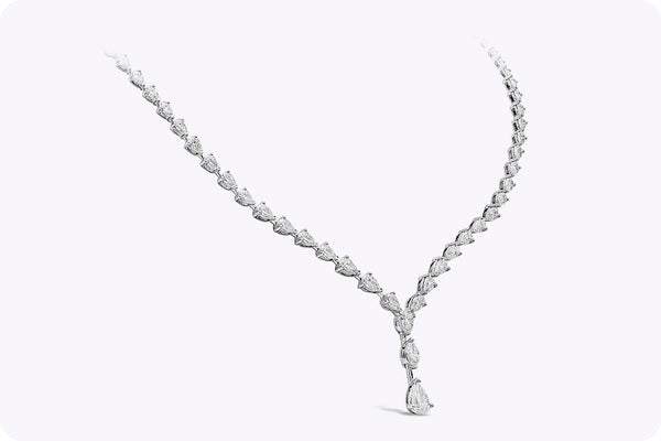 8.94 Carats Total Pear Shape Diamond Necklace in White Gold