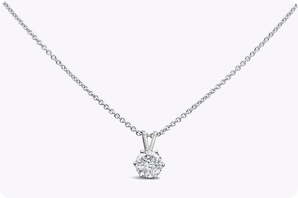 1.05 Carats Round Brilliant Cut Diamond Solitaire Pendant Necklace in White Gold