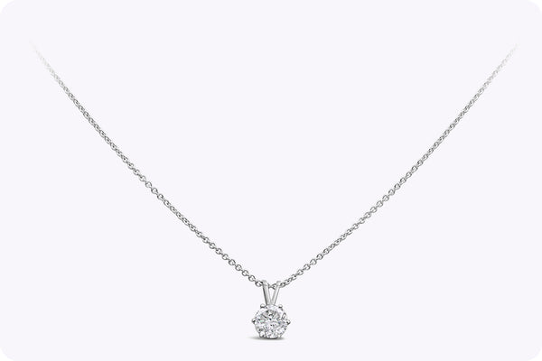 1.05 Carats Round Brilliant Cut Diamond Solitaire Pendant Necklace in White Gold