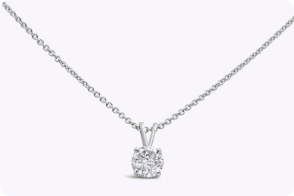 1.00 Carat Round Brilliant Cut Diamond Solitaire Pendant Necklace in White Gold