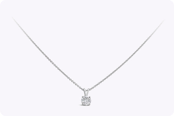 1.00 Carat Round Brilliant Cut Diamond Solitaire Pendant Necklace in White Gold