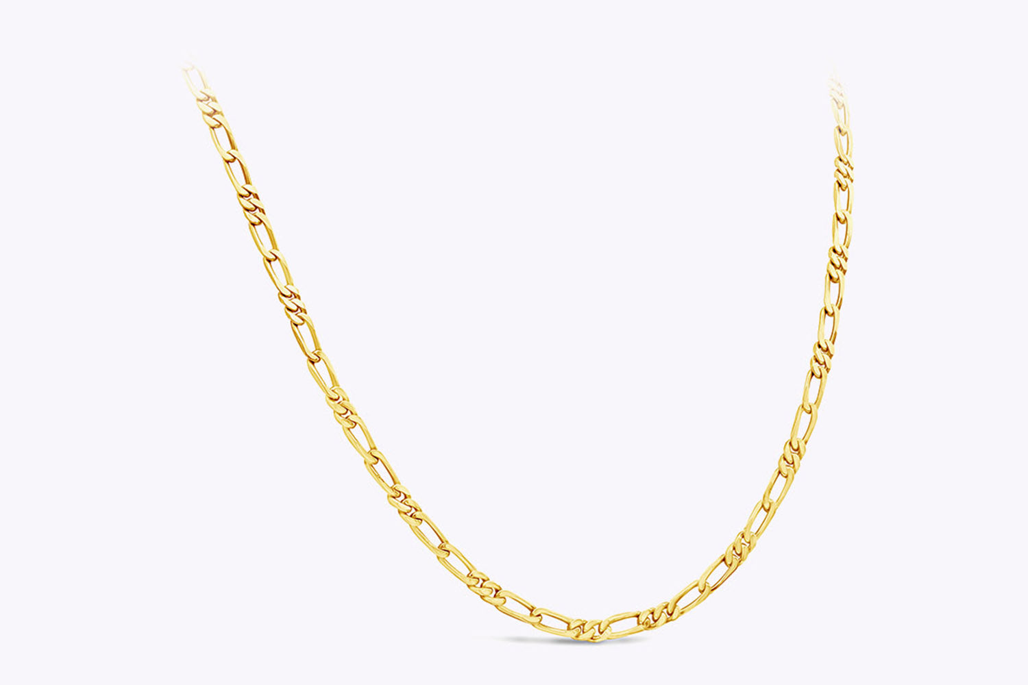 27 Grams Figaro Chain Link Necklace in Yellow Gold