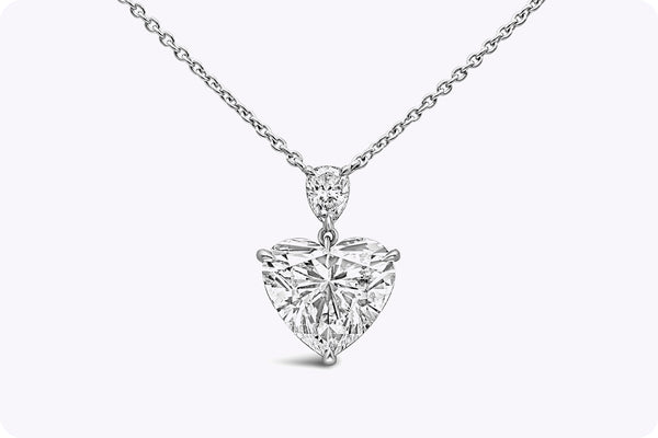 GIA Certified 3.21 Carats Heart Shape Diamond Pendant Necklace in Platinum